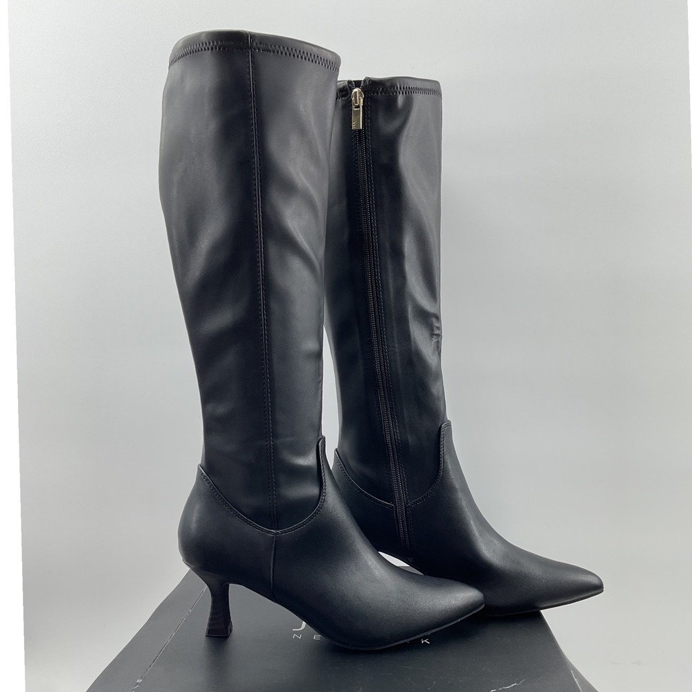 Jones New York Sonton Black Pointed Toe Kitten Heel Tall Boots Womens 8M